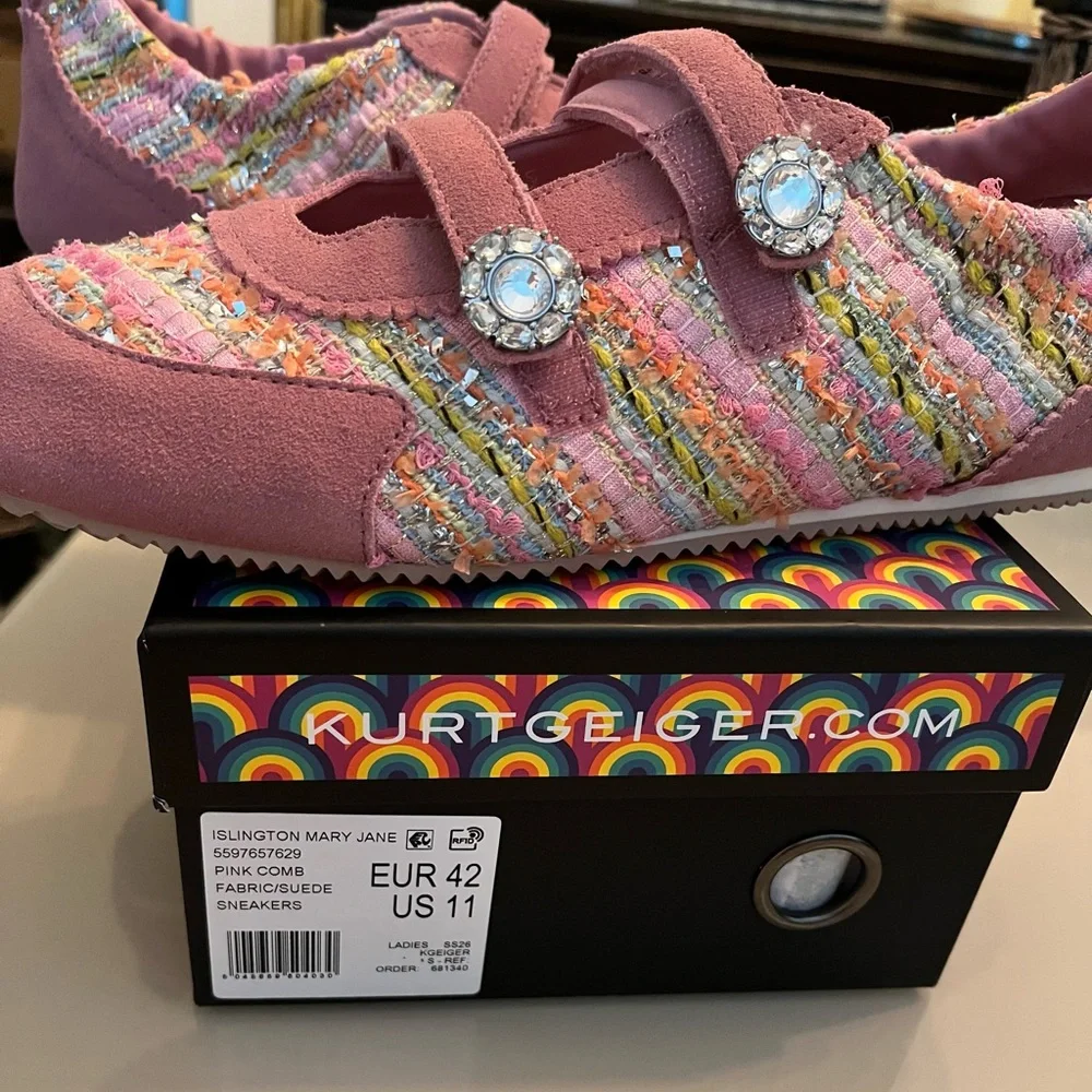 Kurt Geiger London Islington Mary Jane Crystal Tweed Sneaks 11